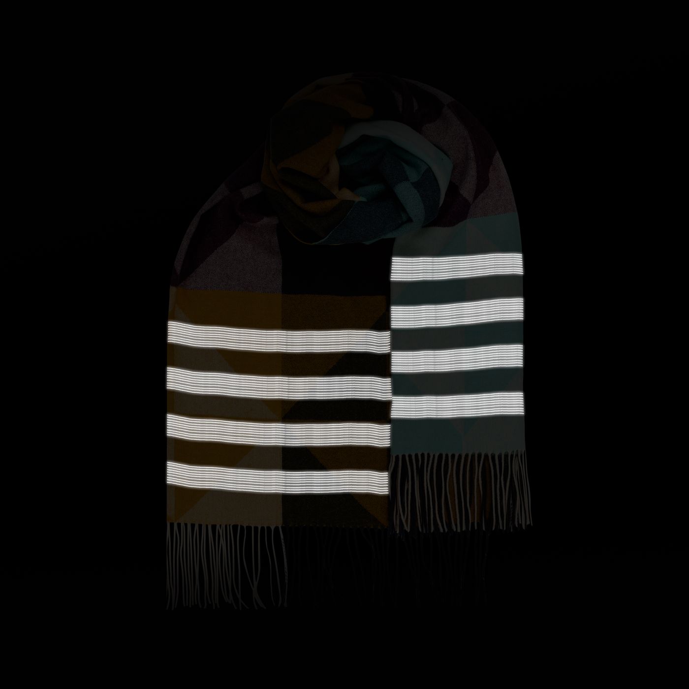 Morild Fenris klassisk rute ullskjerf med refleks, grå/sand/blå/