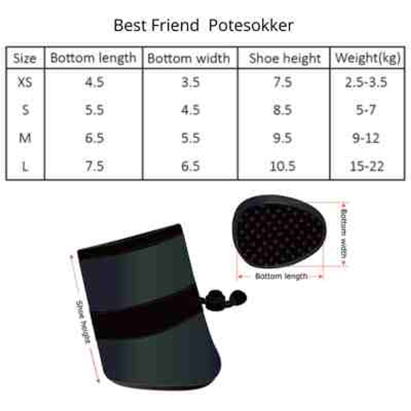 🐕Morild Bestevenn Potesokker  S i refleks, sort