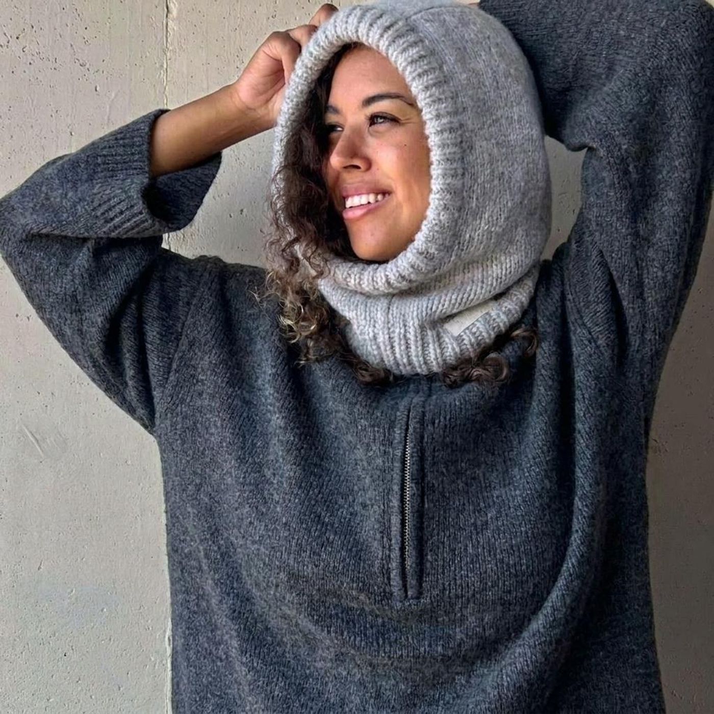 Morild Lun Knit hood med refleks, grå - outlet