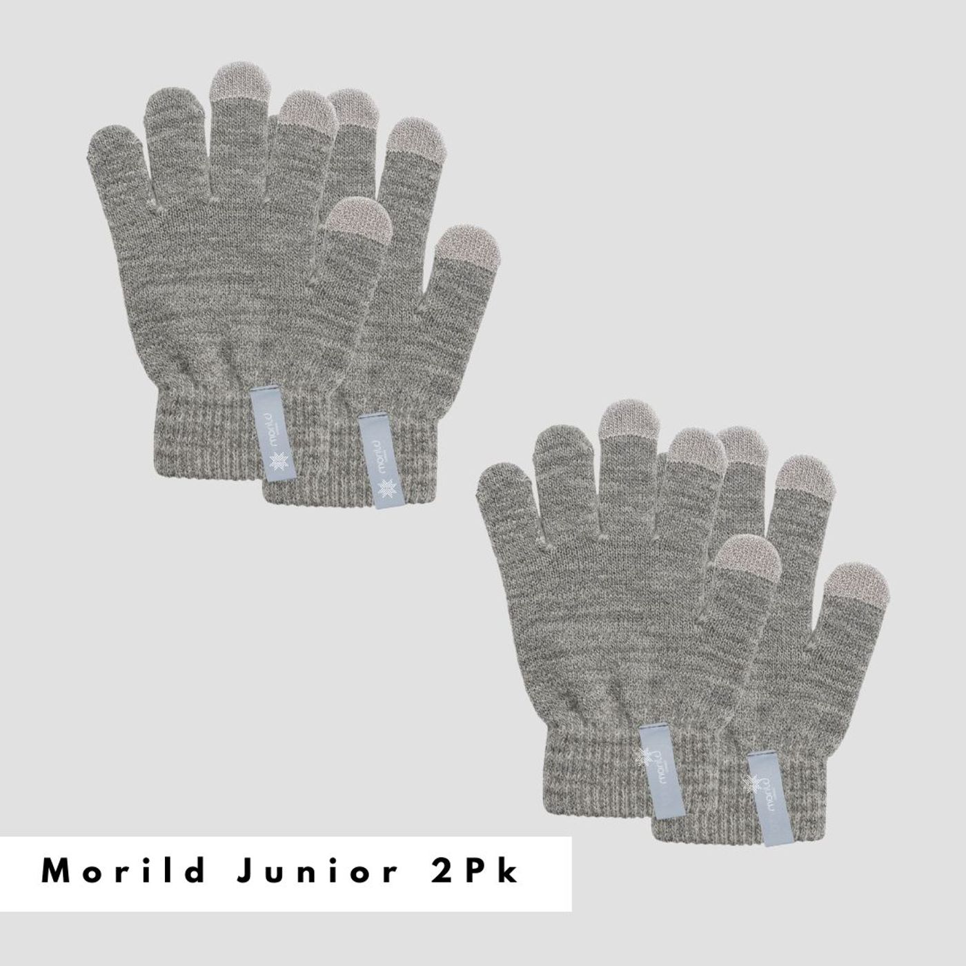 Morild Magic fingervanter Junior 2-pk med refleks, grå