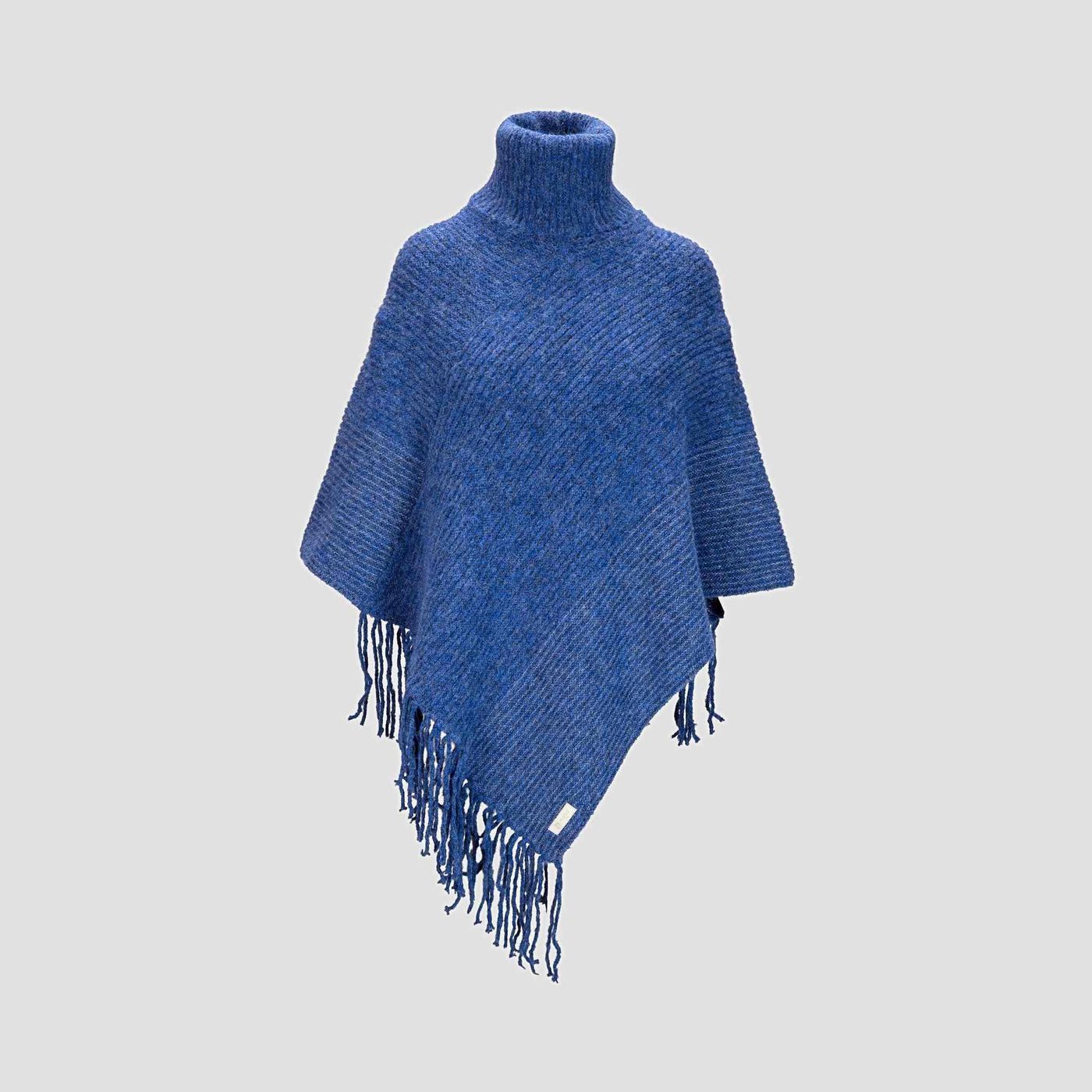 Morild  Fringe Poncho med refleks, klassisk blå